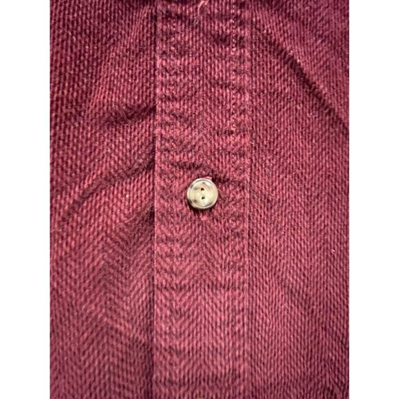 Eddie Bauer Corduroy Flannel Shirt Men's XL Tall Red Herringbone - Picture 6 of 13